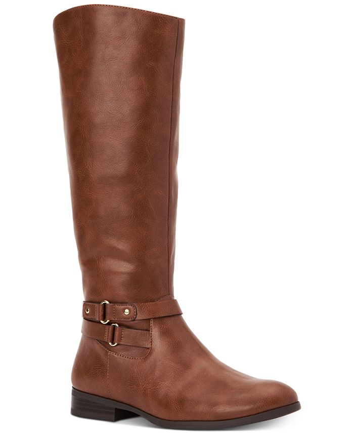 Style & Co Women's Kindell Faux Leather Round Toe Riding Boots Brown Size 9.5 M