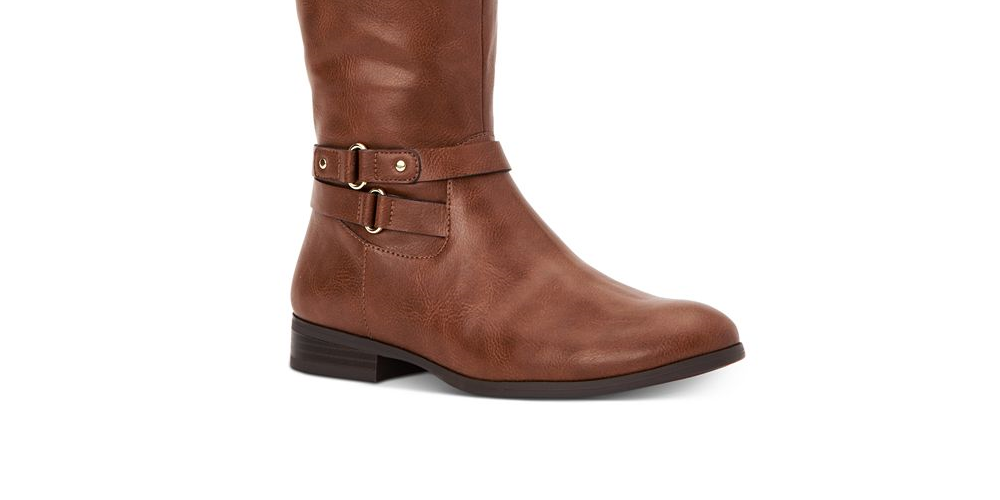 Style & Co Women's Kindell Faux Leather Round Toe Riding Boots Brown Size 9.5 M
