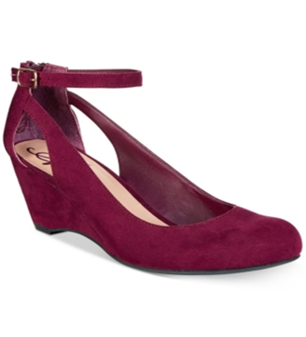 American Rag Women's AMILEY Suede Closed Toe Casual Platform Sandals Wine  Size 10M