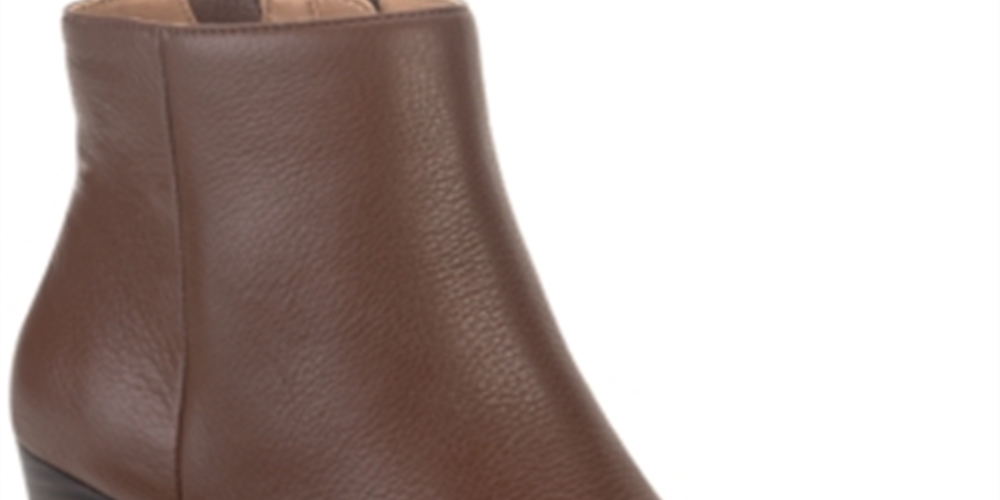 American Rag Women's Cushioned Comfort Eryn Pointed Toe Block Heel Zip up Leather Booties Brown Size 8 M