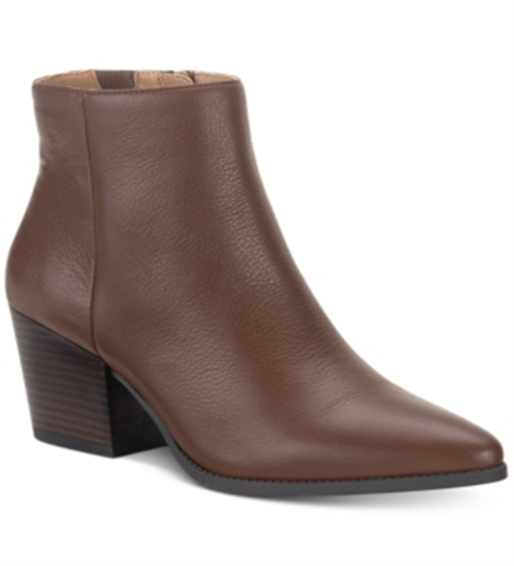 American Rag Women's Eryn Leather Heels Booties Brown Size 11 M