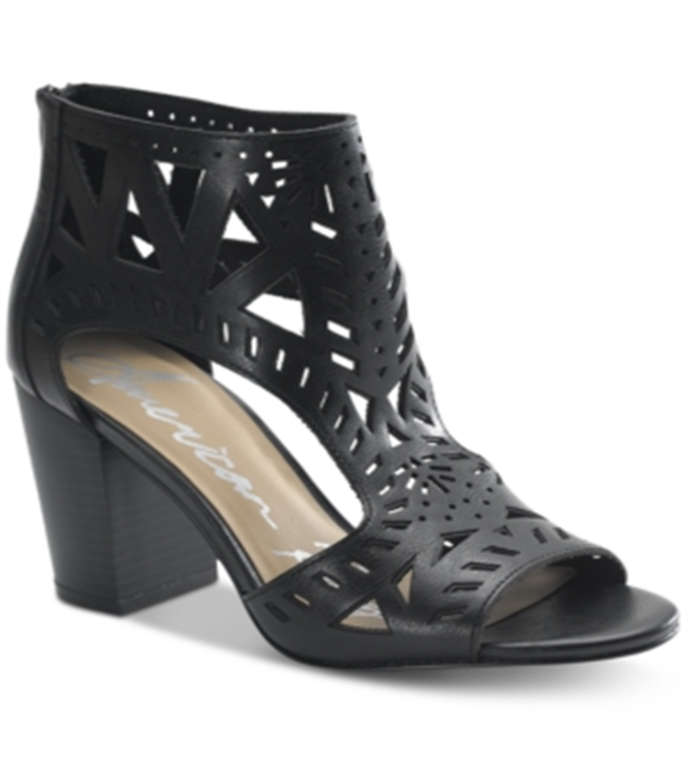 American Rag Women's Danyelle Leather Open Toe Casual Ankle Strap Sandals Black Size 6.5M