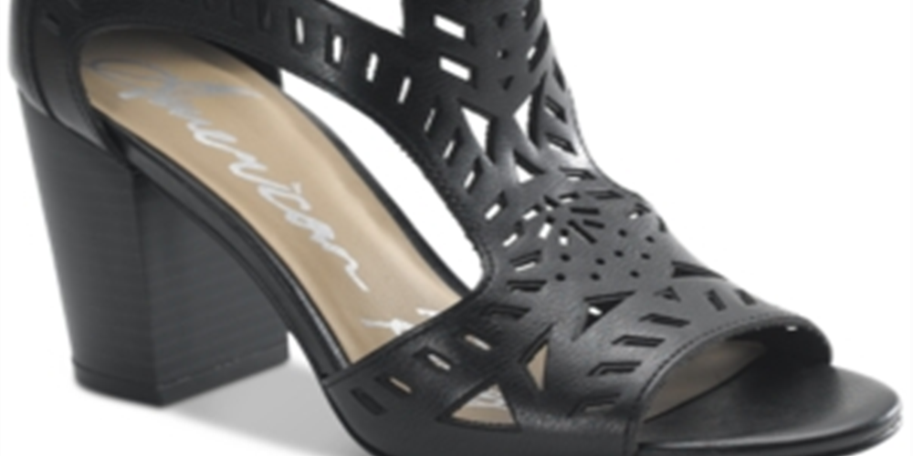 American Rag Women's Danyelle Leather Open Toe Casual Ankle Strap Sandals Black Size 6.5M