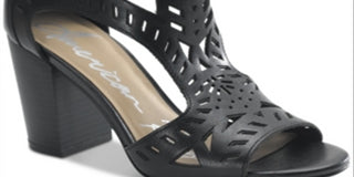 American Rag Women's Danyelle Leather Open Toe Casual Ankle Strap Sandals Black Size 6.5M