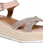 Material Girl Women's Mbrinnyf Cotton Open Toe Casual Platform Sandals Pink Size 7 M