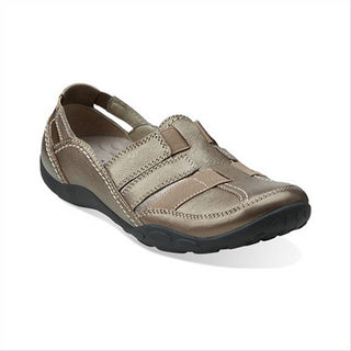 Clarks Women's Pewter Cushioned Haley Stork Slip on Flats Bronze Size 7M