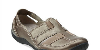 Clarks Women's Pewter Cushioned Haley Stork Slip on Flats Bronze Size 7M