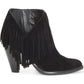Jessica Simpson Women's Jewels Suede Fringe Ankle Boots Black Size 6 M