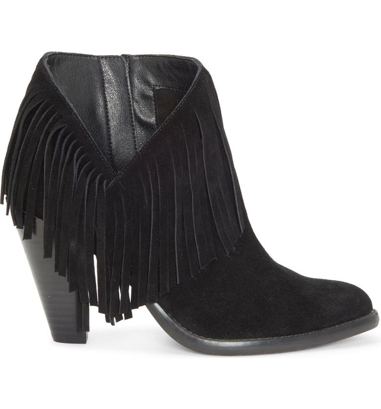 Jessica Simpson Women's Jewels Suede Fringe Ankle Boots Black Size 6 M