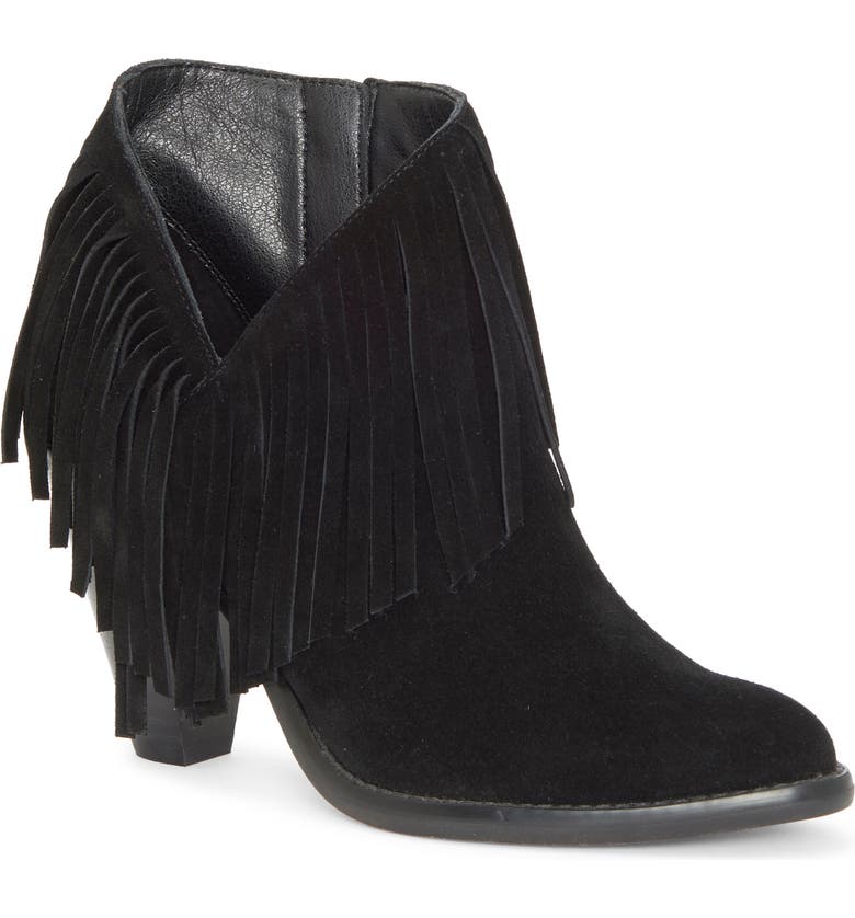 Jessica Simpson Women's Jewels Suede Fringe Ankle Boots Black Size 6 M