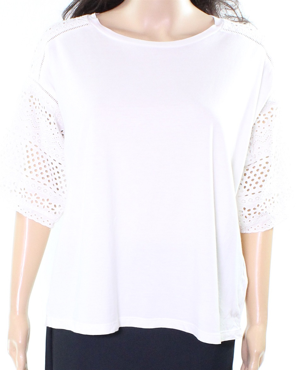 Ralph Lauren Women's Eyelet Blouse White Size Petite Large