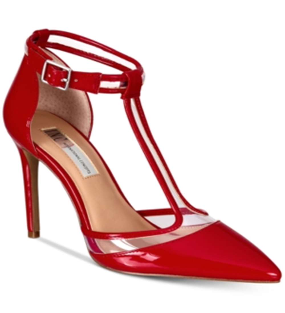 INC International Concepts Women's Kaeley Pointed Toe Ankle Strap Sandal Red- Size 6.5 M