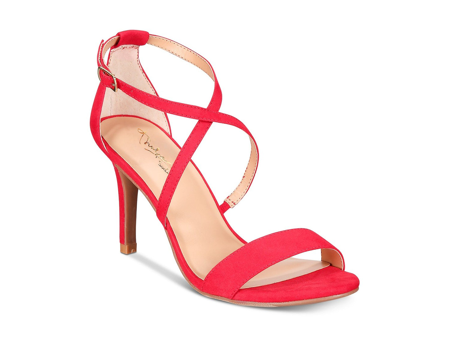 Thalia Sodi Women's DARRIA2 Fabric Open Toe Formal T-Strap Sandals Red Size 9