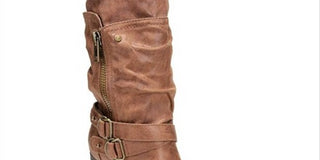 Carlos by Carlos Santana Women's Pointed Toe Block Heel Zip up Heeled Boots Brown Size 8 M