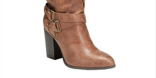 Carlos by Carlos Santana Women's Pointed Toe Block Heel Zip up Heeled Boots Brown Size 8 M