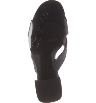 Calvin Klein Women's Crisscross Roena Leather Slide Sandals Black Size 7 M