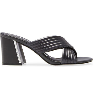Calvin Klein Women's Crisscross Roena Leather Slide Sandals Black Size 7 M