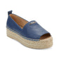 DKNY Women's Mer Leather Open Toe Casual Espadrille Sandals Blue Size 7.5