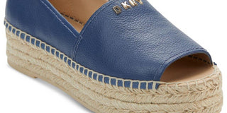 DKNY Women's Mer Leather Open Toe Casual Espadrille Sandals Blue Size 7.5