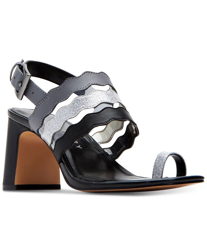 Katy Perry Women's the Sense Leather Open Toe Casual Mule Sandals Black Size 8.5M