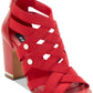 DKNY Women's Heva Leather Strappy Heel Sandals Red 9.5 Medium