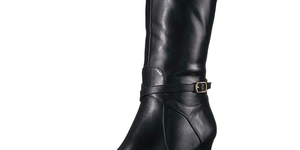 Ralph Lauren Women's Elberta Faux Fur Pointed Toe Mid Calf Rainboots Black Size -6 B