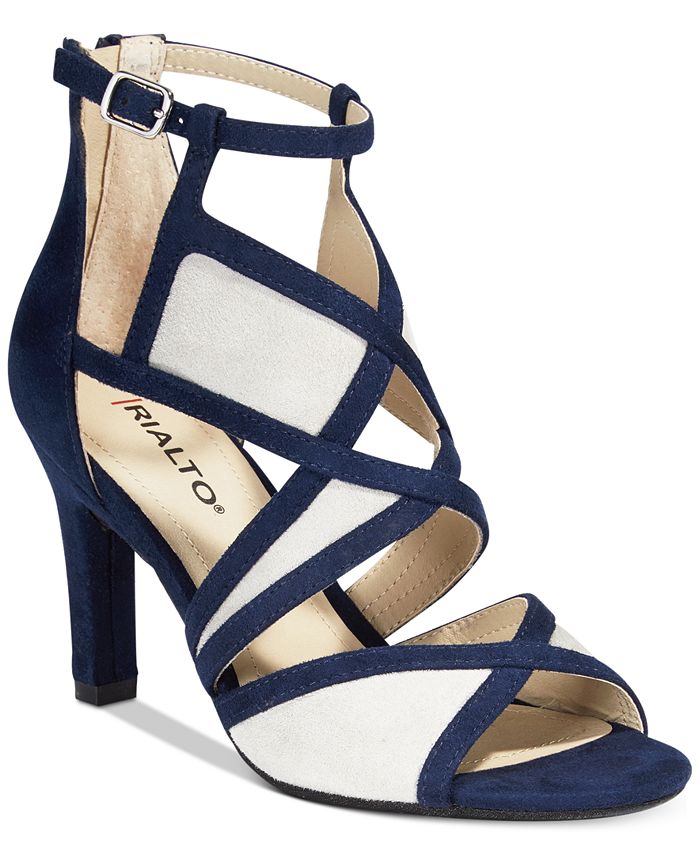 Rialto Women's Ria Fabric Peep Toe Ankle Strap D-orsay Pumps Navy Size 5.5