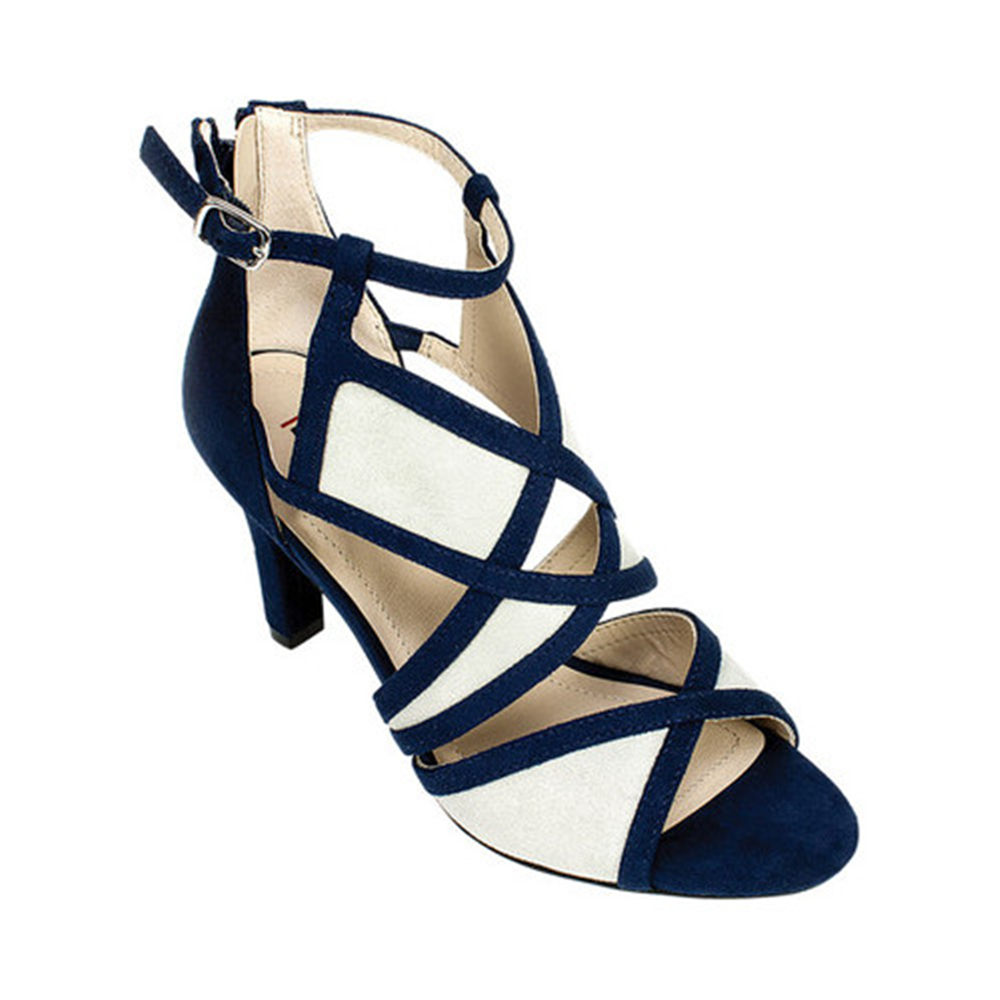 Rialto Women's Ria Fabric Peep Toe Ankle Strap D-orsay Pumps Navy Size 5.5