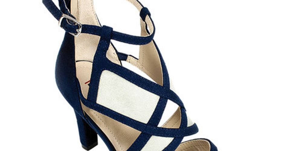 Rialto Women's Ria Fabric Peep Toe Ankle Strap D-orsay Pumps Navy Size 5.5