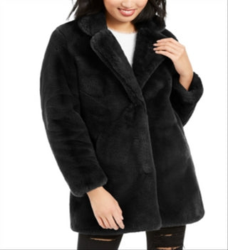 Apparis Women's Eloise Notch Collar Dress Faux Fur Coat Black Size XX-Large