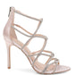 Badgley Mischka Women's Delancey Embellished Satin Sandals Silver Size 6.5