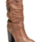 Carlos by Carlos Santana Women's Pointed Toe Block Heel Zip up Heeled Boots Brown Size 9.5 M