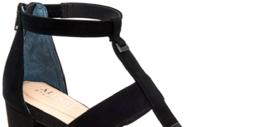 Alfani Women's Elianaa Fabric Open Toe Casual Strappy Sandals Black Size 6 M