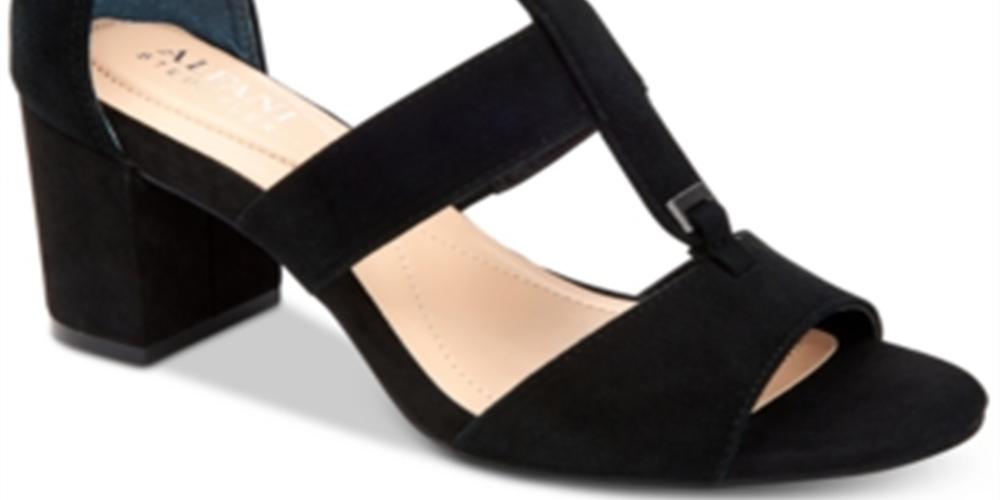 Alfani Women's Elianaa Fabric Open Toe Casual Strappy Sandals Black Size 6 M