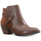 American Rag Women's Strappy Comfort Round Toe Block Heel Zip up Leather Booties Brown Size 9 M