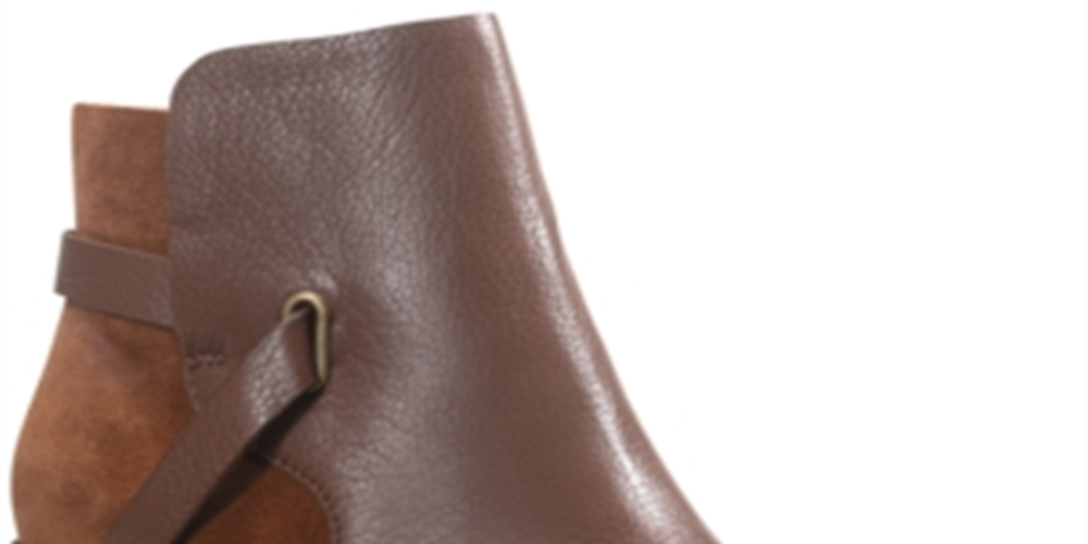 American Rag Women's Strappy Comfort Round Toe Block Heel Zip up Leather Booties Brown Size 9 M