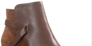 American Rag Women's Strappy Comfort Round Toe Block Heel Zip up Leather Booties Brown Size 9 M