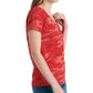 Lucky Brand Women's V Neck Printed Cotton T-Shirt Red Size Large