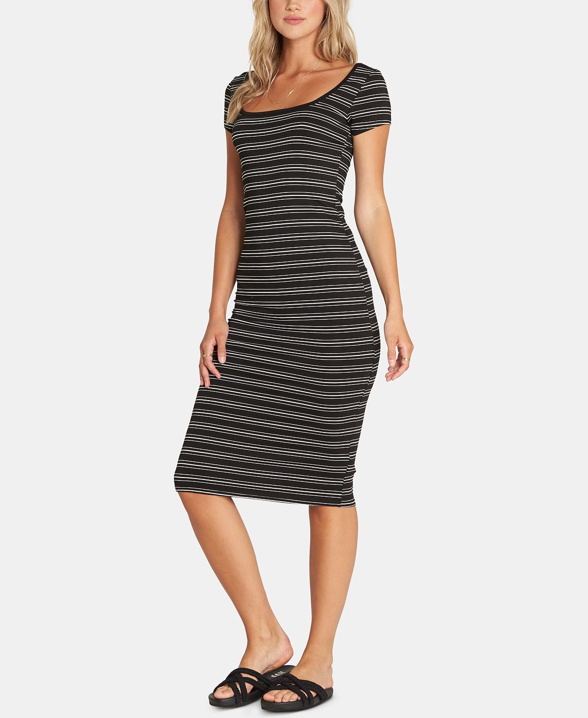 Billabong Junior's Day Night Striped Midi Dress Black Size Large
