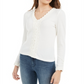 American Rag Junior's Lace TrimButton Front Top White Size Large