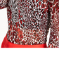 Bar III Women's Mockneck Animal Print Top Red Size Medium