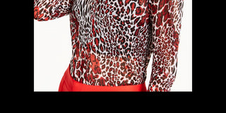 Bar III Women's Mockneck Animal Print Top Red Size Medium