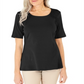 Karen Scott Women's Cotton Crochet Front Top Black Size Small
