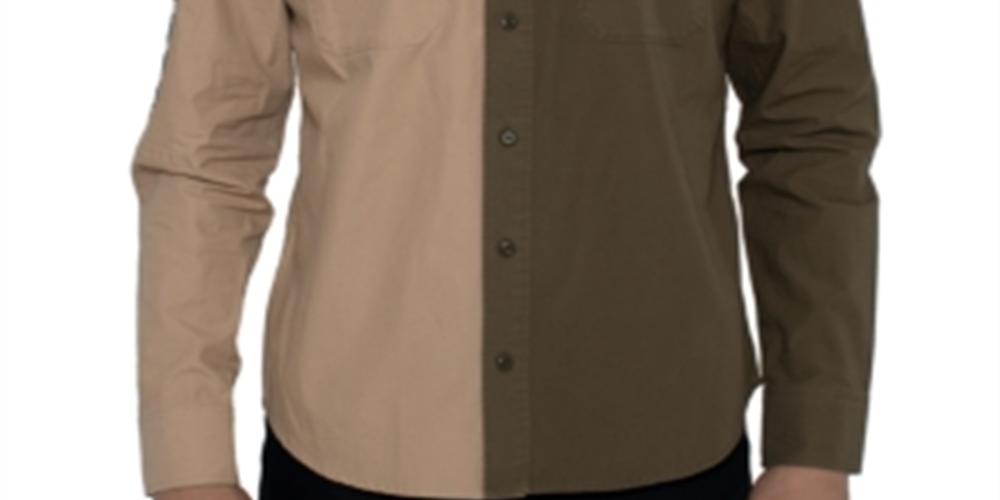 Sean John Men's Two-Tone Twill Shirt - Cornstalk Brown Size 3XL