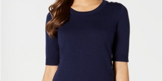 Charter Club Women's Button Shoulder Sweater Blue Size XX-Large