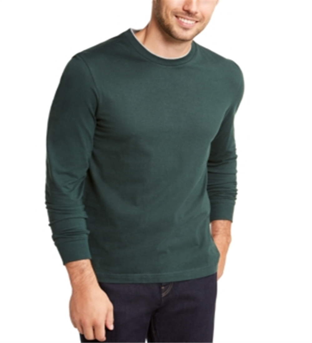 Club Room Men's Layering Ribbed Trim Casual Shirt Green Size XX-Large