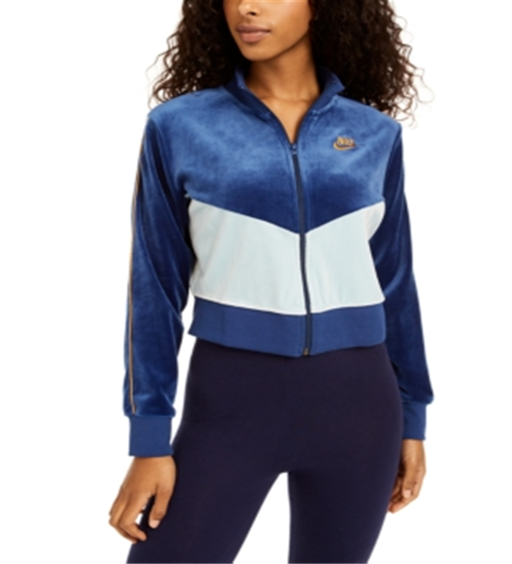 Nike Women's Fitness Velour Track Jacket Blue  Size XS