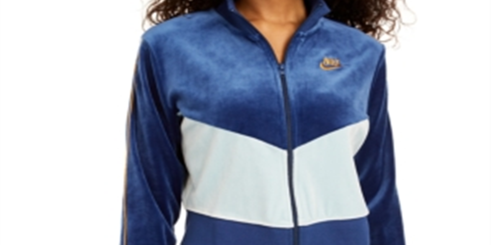 Nike Women's Fitness Velour Track Jacket Blue  Size XS