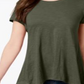 Style & Co Women's Sharkbite Hem Solid Top Green Size XL