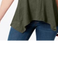 Style & Co Women's Sharkbite Hem Solid Top Green Size XL